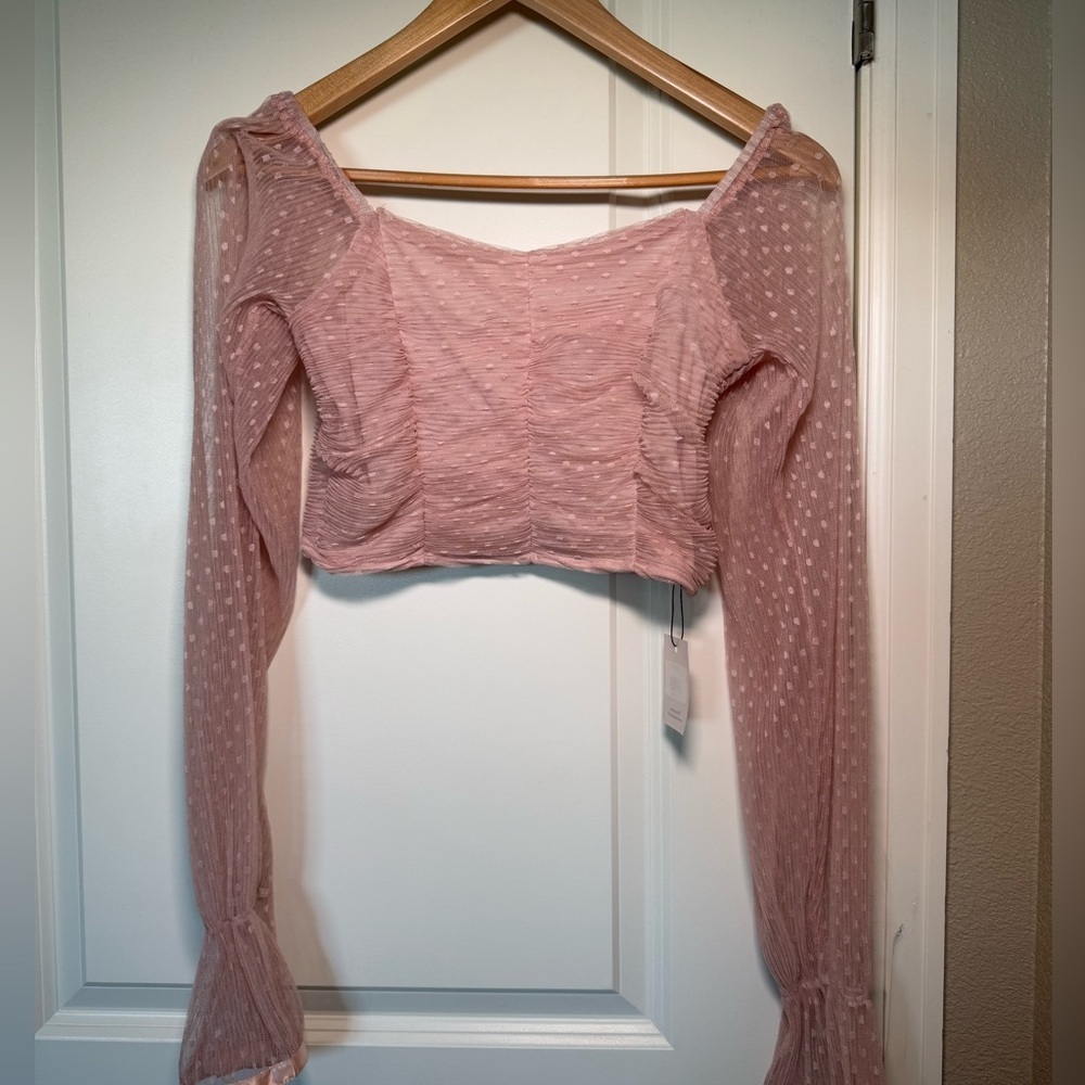 Women’s cropped‎ blouse - pink - Picture 2 of 4